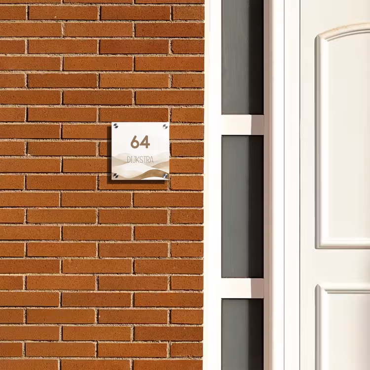 Naambordje voordeur - Vierkant - Beige landschap - Modern — 5