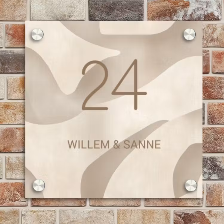 Naambordje voordeur - Vierkant - Beige organisch - Klassiek — 4