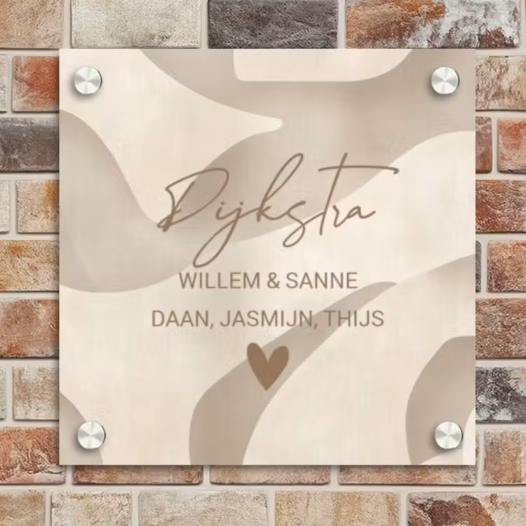 Naambordje voordeur - Vierkant - Beige organisch - Sierlijk — 4