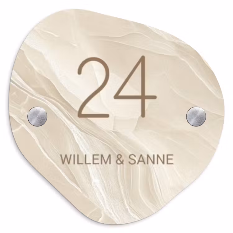 Naambordje voordeur - Organisch - Beige - Marmer - Klassiek — 1