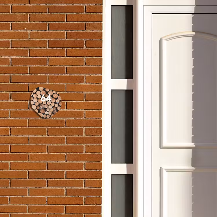 Naambordje voordeur - Organisch - Houtstapel - Modern — 3