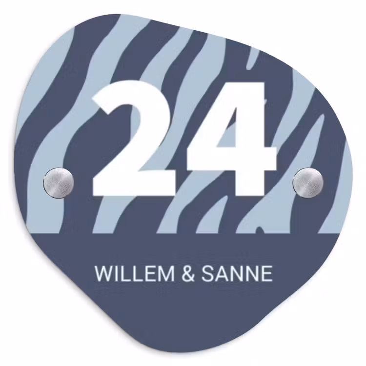 Naambordje voordeur - Organisch - Blauw zebra - Klassiek — 1