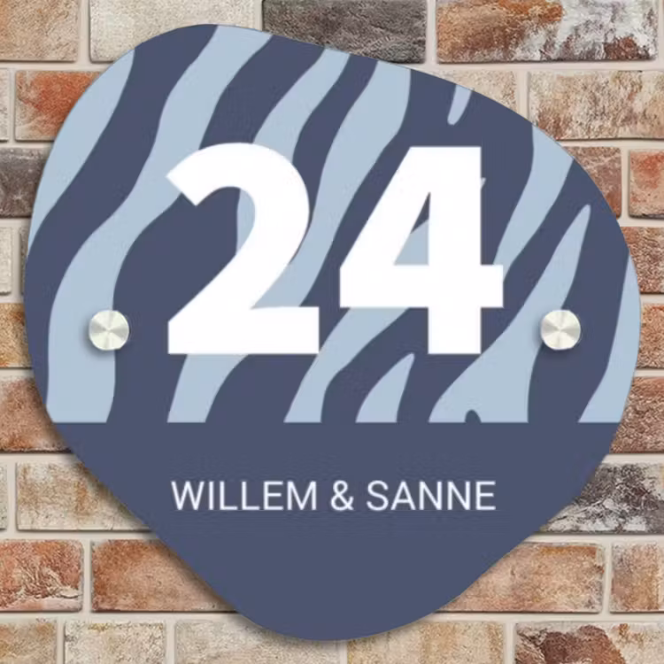 Naambordje voordeur - Organisch - Blauw zebra - Klassiek — 4