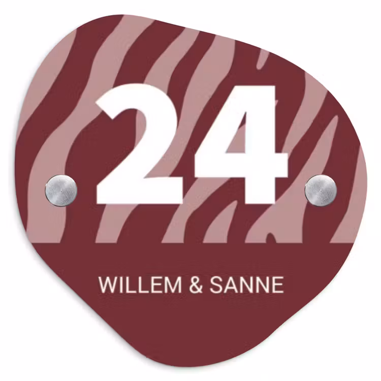 Naambordje voordeur - Organisch - Bordeaux zebra - Klassiek — 1