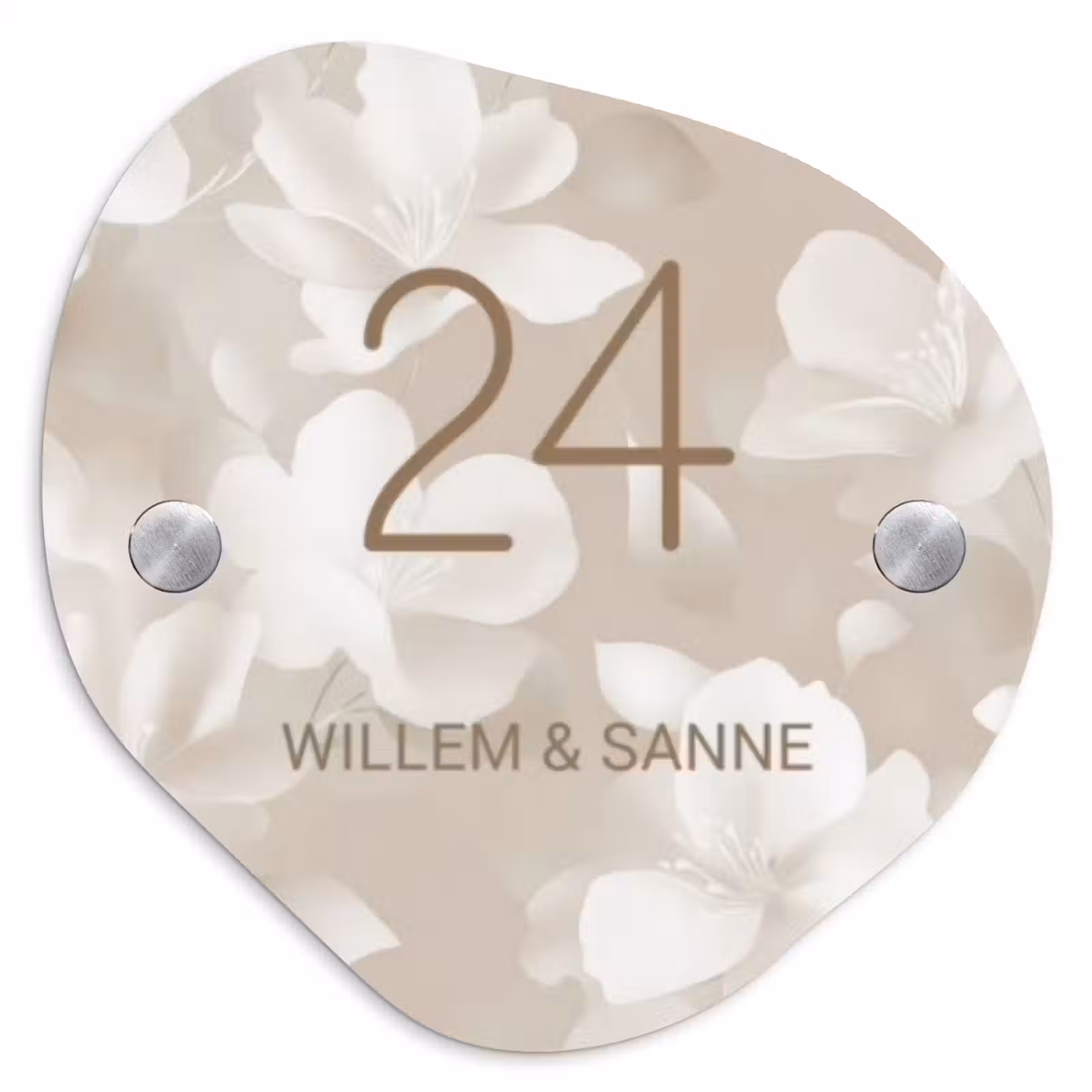 Naambordje voordeur - Organisch - Beige bloemen - Klassiek — 1