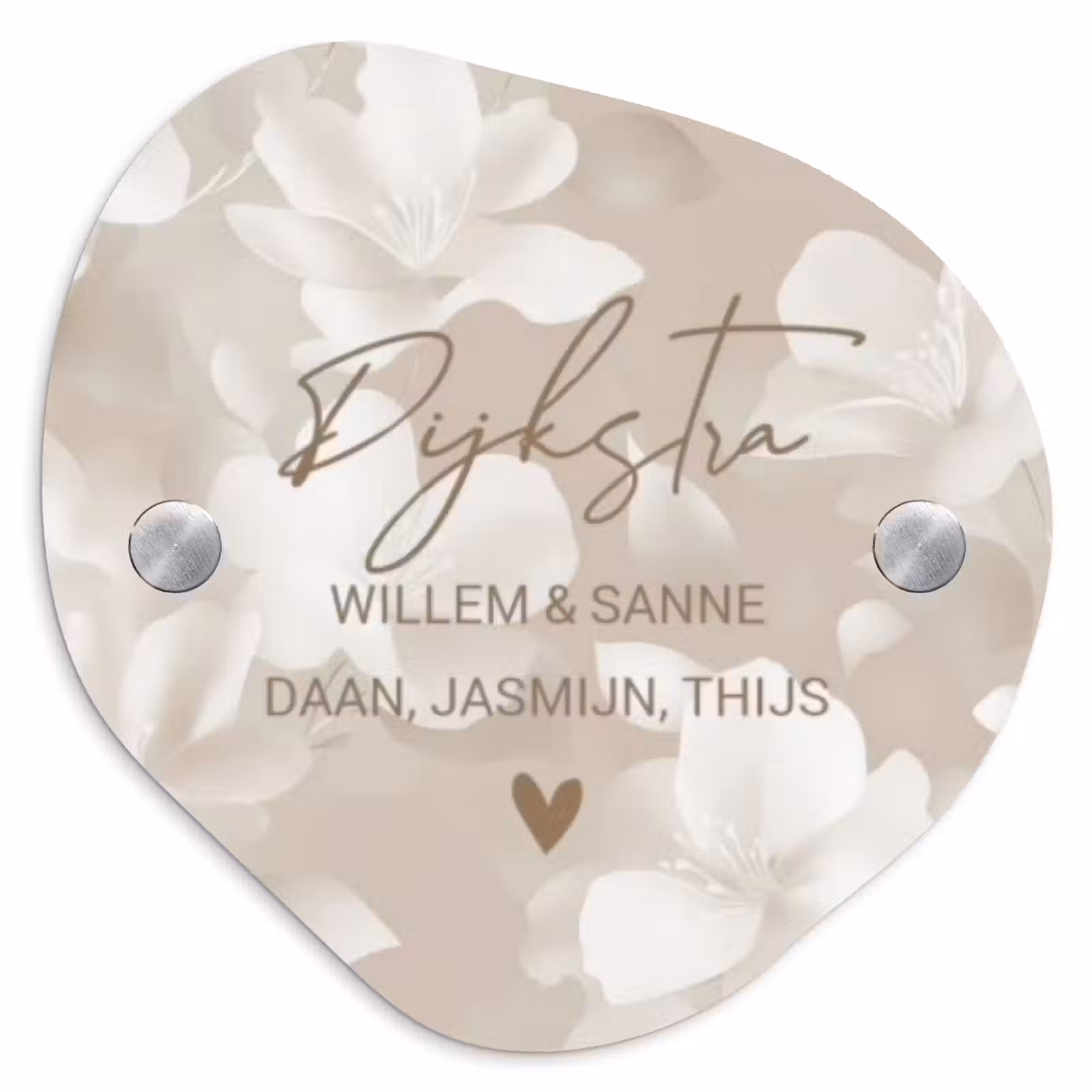 Naambordje voordeur - Organisch - Beige bloemen - Sierlijk — 1