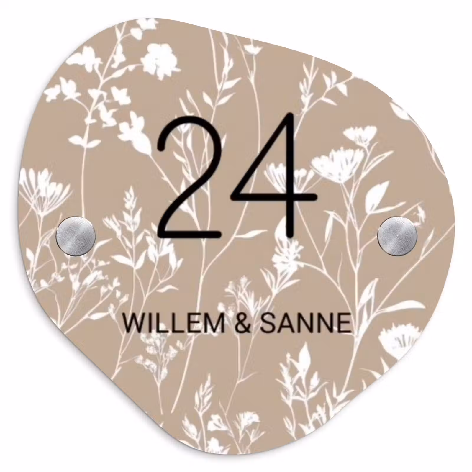 Naambordje voordeur - Organisch - Beige bloemmotief - Klassiek — 1