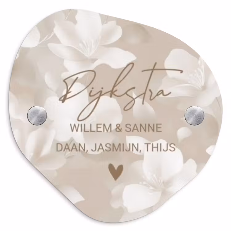 Naambordje voordeur - Organisch - Beige bloemen - Sierlijk — 1