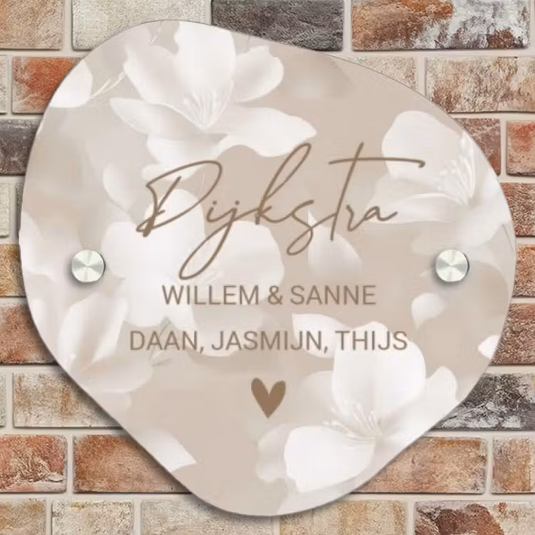 Naambordje voordeur - Organisch - Beige bloemen - Sierlijk — 4