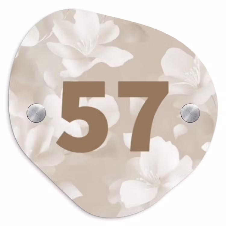 Naambordje voordeur - Organisch - Beige bloemen - Traditioneel — 1