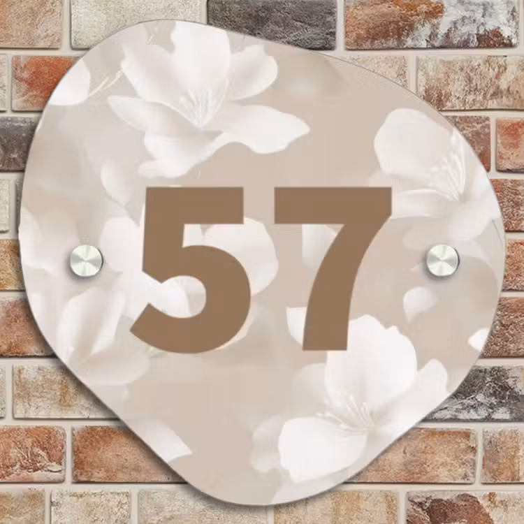 Naambordje voordeur - Organisch - Beige bloemen - Traditioneel — 4