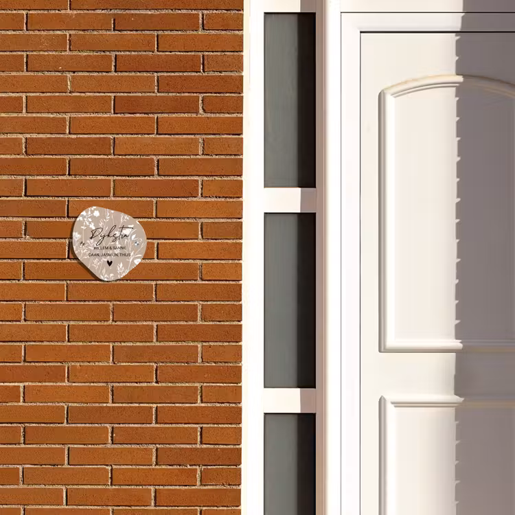 Naambordje voordeur - Organisch - Beige bloemmotief - Sierlijk — 3