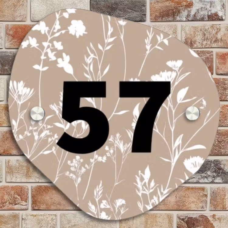 Naambordje voordeur - Organisch - Beige bloemmotief - Traditioneel — 4