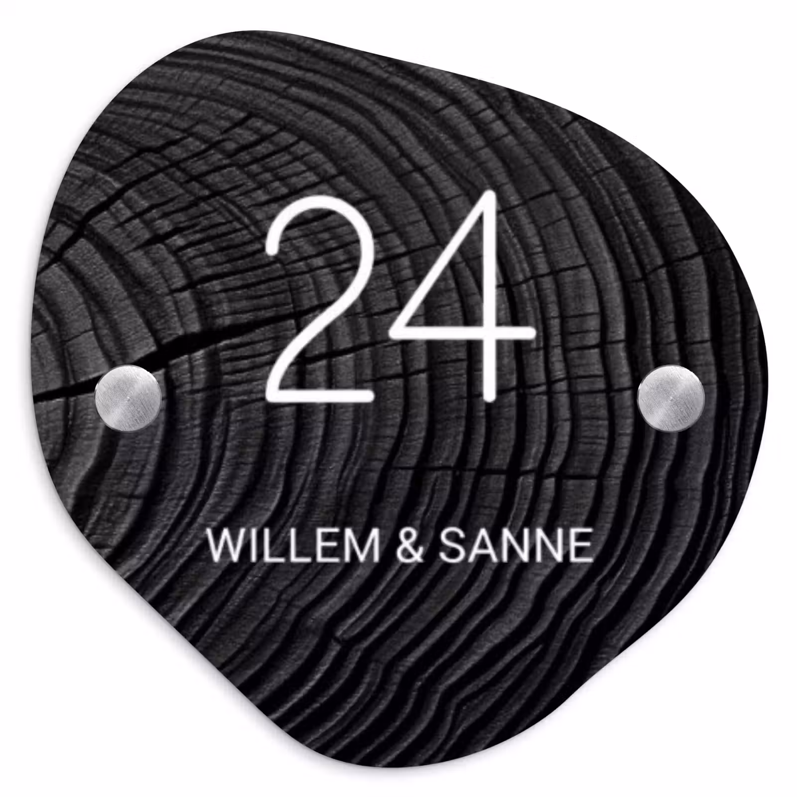 Naambordje voordeur - Organisch - Zwarte houten nerf - Klassiek — 1
