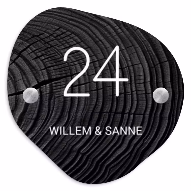 Naambordje voordeur - Organisch - Zwarte houten nerf - Klassiek — 1