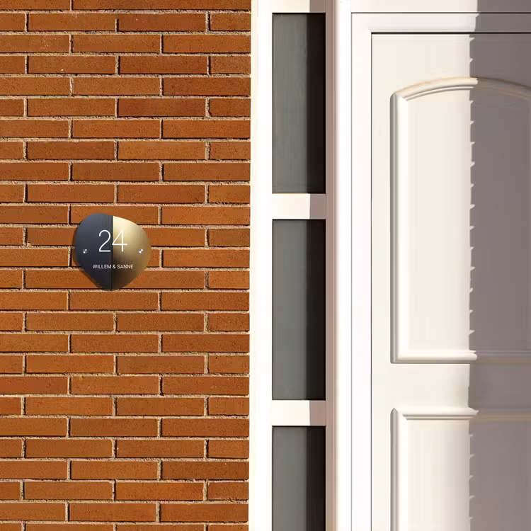 Naambordje voordeur - Organisch - Half goud zwart - Klassiek — 3