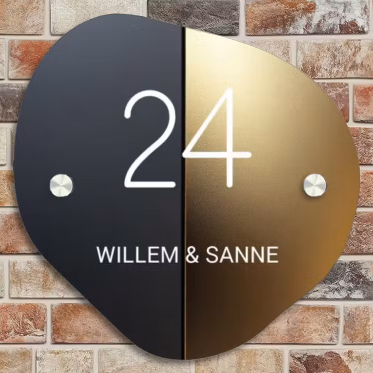 Naambordje voordeur - Organisch - Half goud zwart - Klassiek — 4