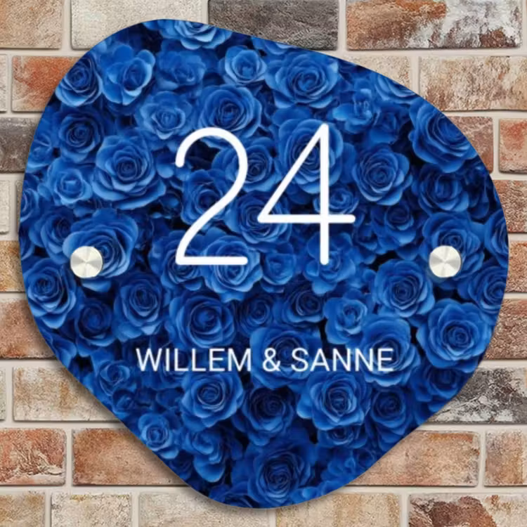 Naambordje voordeur - Organisch - Blauwe rozen - Klassiek — 4