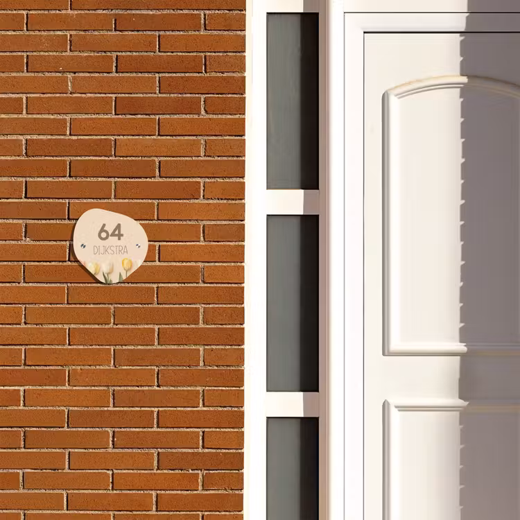 Naambordje voordeur - Organisch - Gekleurde tulpen beige achtergrond - Modern — 3