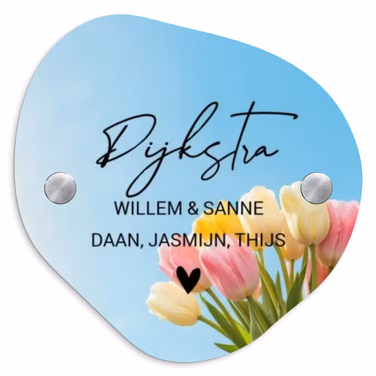 Naambordje voordeur - Organisch - Gekleurde tulpen lucht - Sierlijk — 1