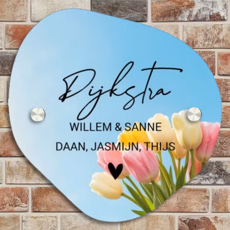 Naambordje voordeur - Organisch - Gekleurde tulpen lucht - Sierlijk — 4