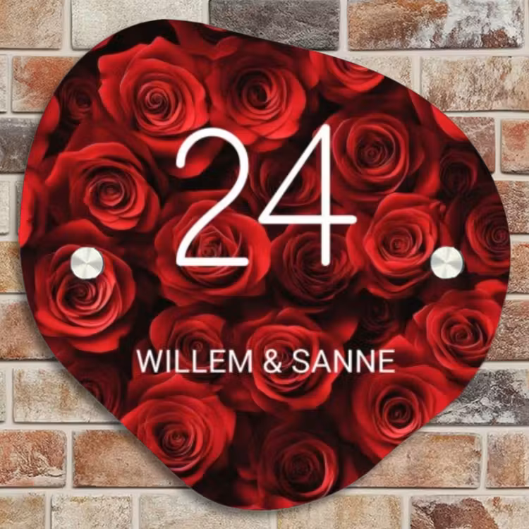 Naambordje voordeur - Organisch - Rode rozen - Klassiek — 4