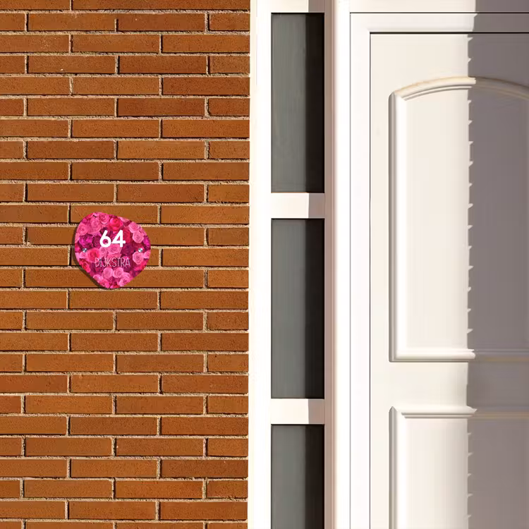 Naambordje voordeur - Organisch - Roze rozen - Modern — 3