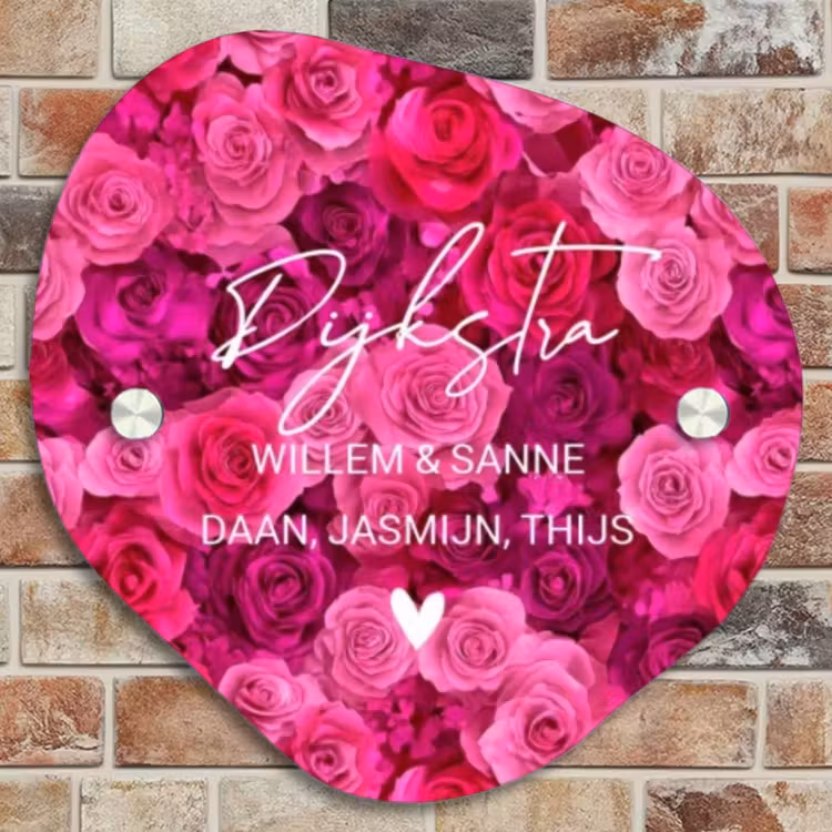 Naambordje voordeur - Organisch - Roze rozen - Sierlijk — 4