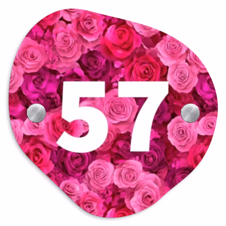 Naambordje voordeur - Organisch - Roze rozen - Traditioneel — 1