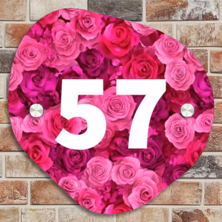 Naambordje voordeur - Organisch - Roze rozen - Traditioneel — 4