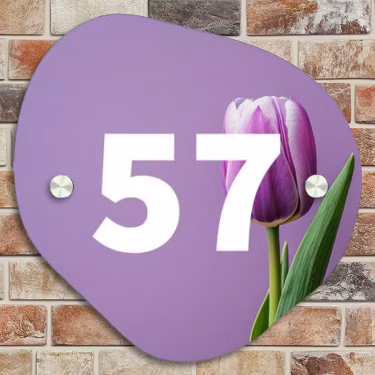 Naambordje voordeur - Organisch - Paarse tulp - Traditioneel — 4