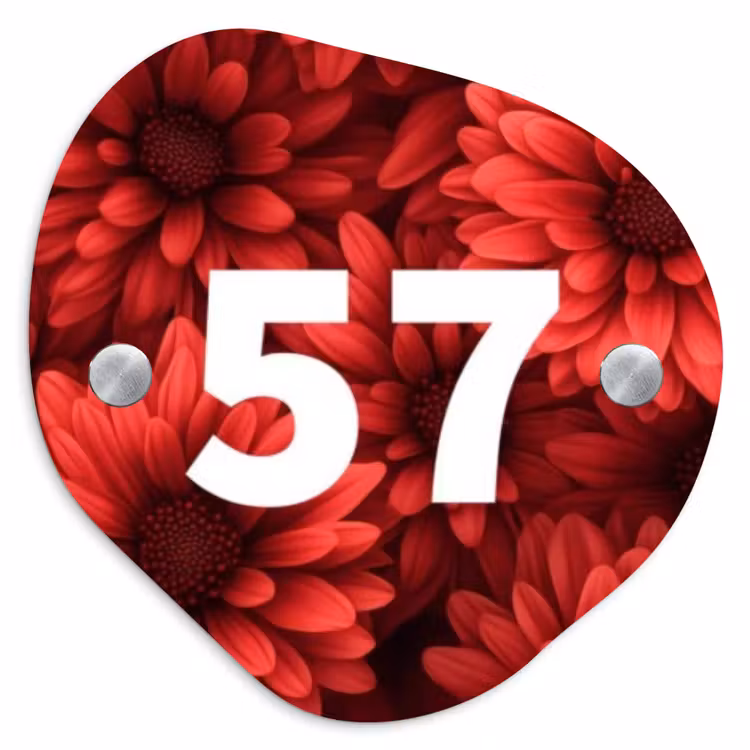 Naambordje voordeur - Organisch - Rode bloemen - Traditioneel — 1