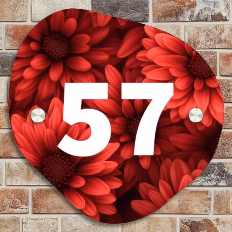 Naambordje voordeur - Organisch - Rode bloemen - Traditioneel — 4