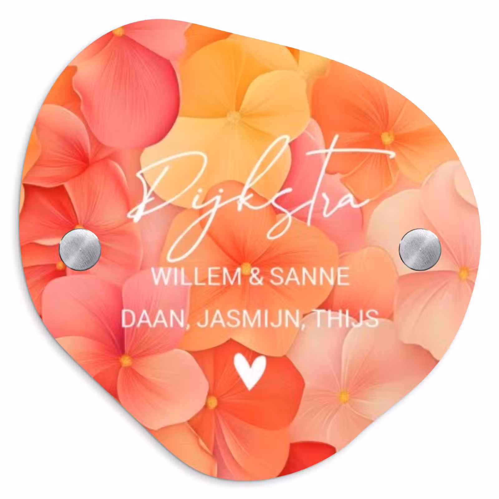 Naambordje voordeur - Organisch - Oranje bloemenmix - Sierlijk — 1