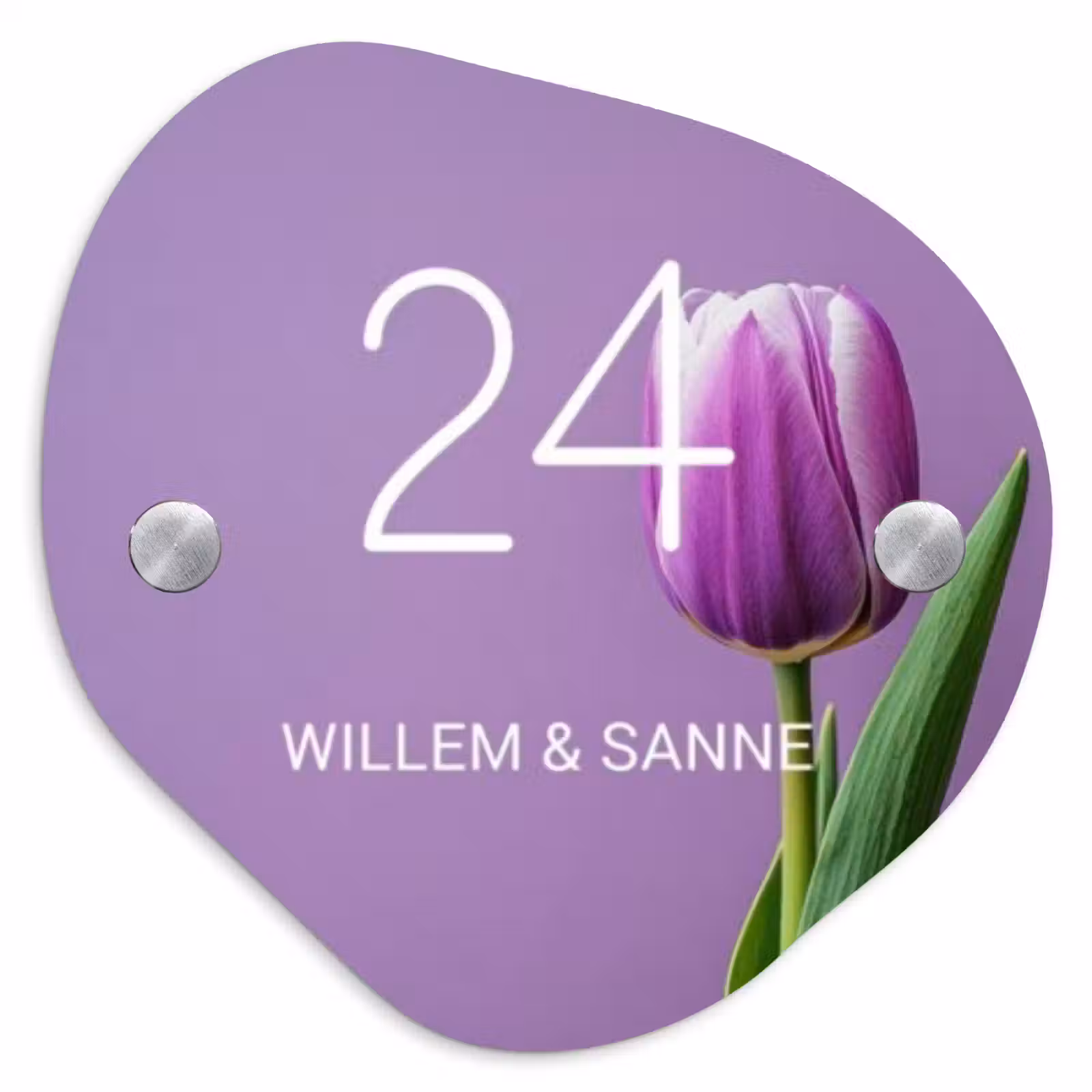 Naambordje voordeur - Organisch - Paarse tulp - Klassiek — 1