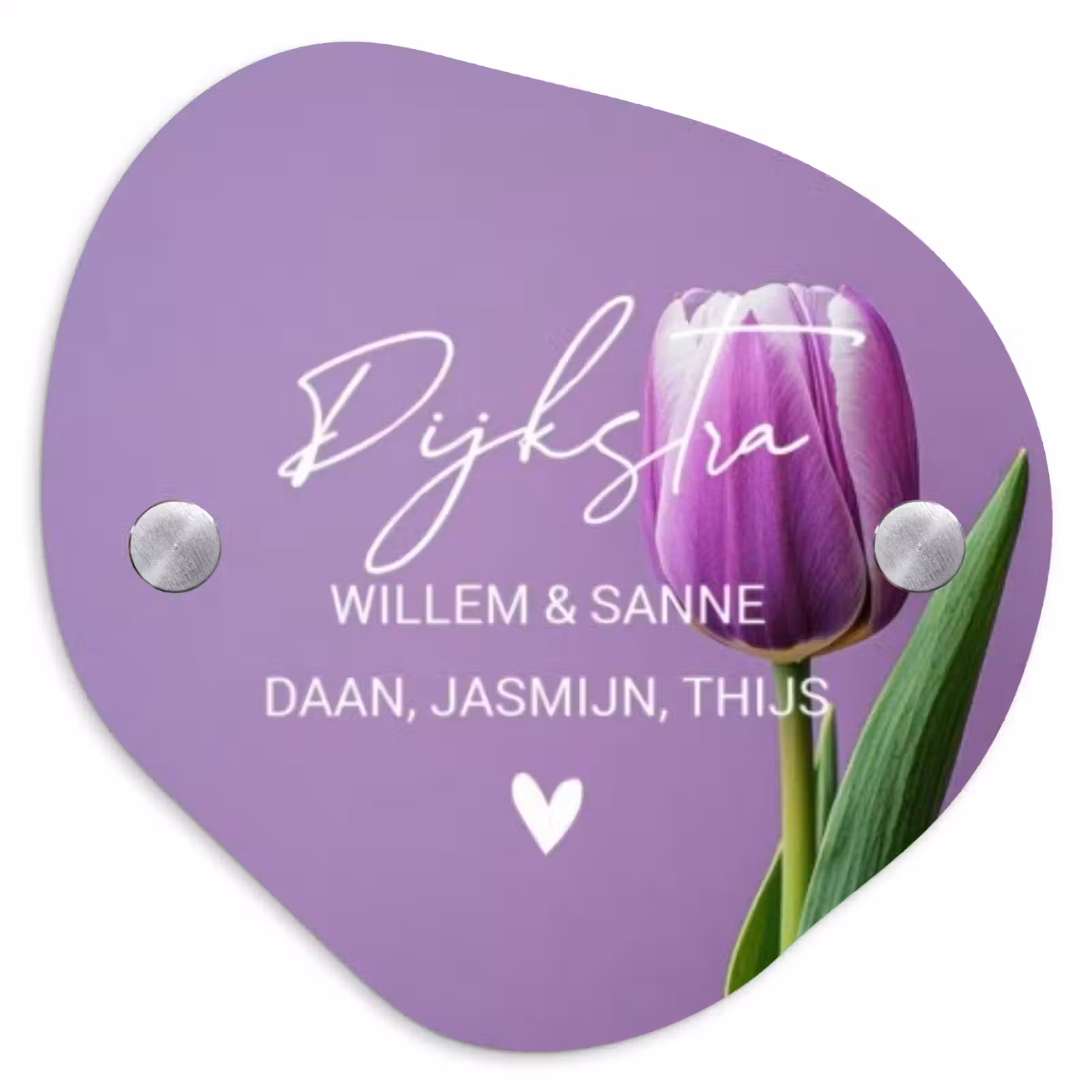 Naambordje voordeur - Organisch - Paarse tulp - Sierlijk — 1
