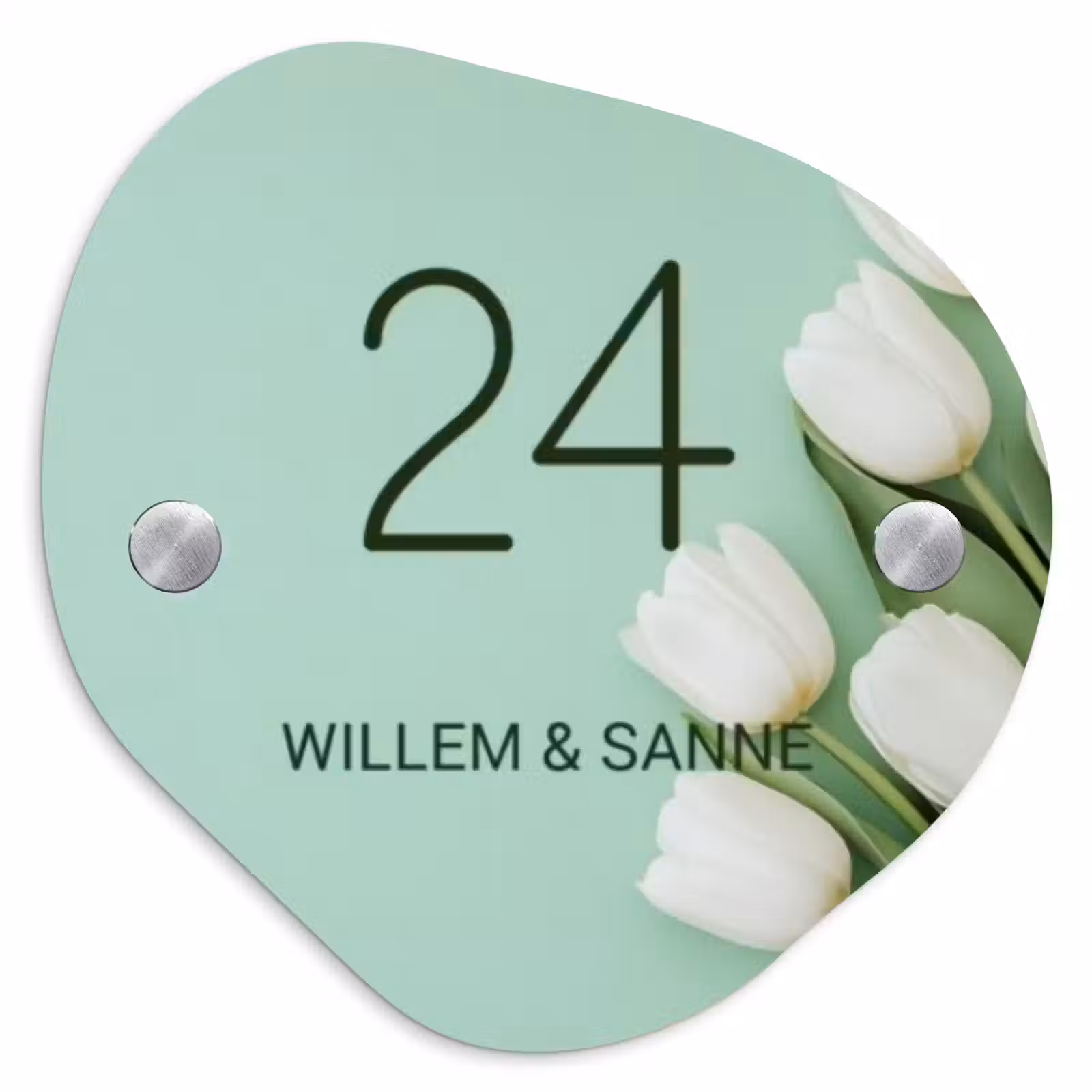 Naambordje voordeur - Organisch - Witte tulpen - Klassiek — 1