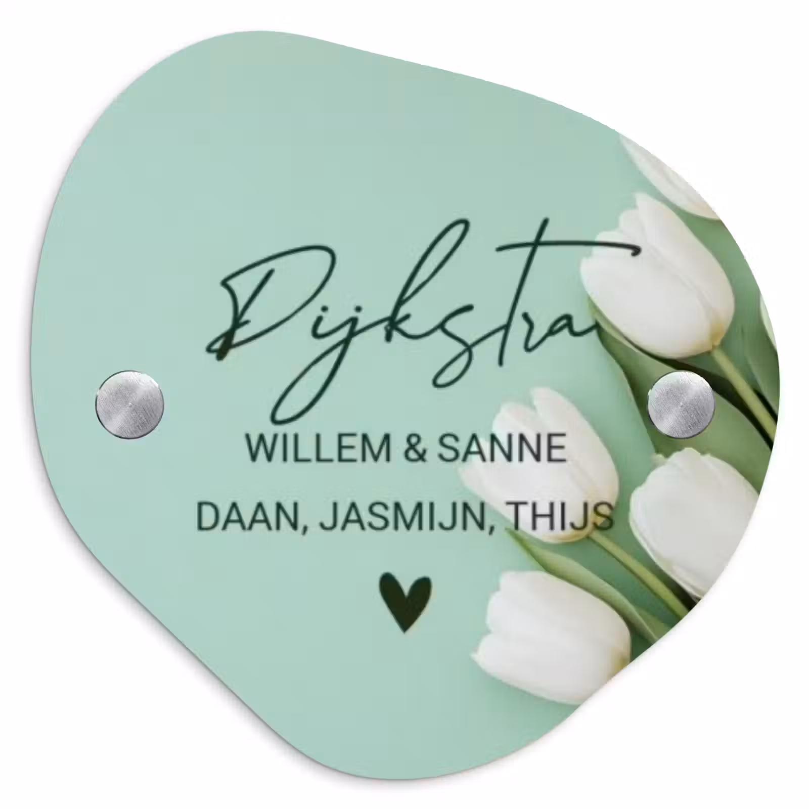 Naambordje voordeur - Organisch - Witte tulpen - Sierlijk — 1