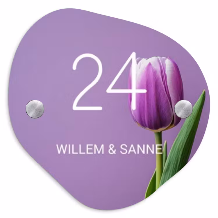 Naambordje voordeur - Organisch - Paarse tulp - Klassiek — 1