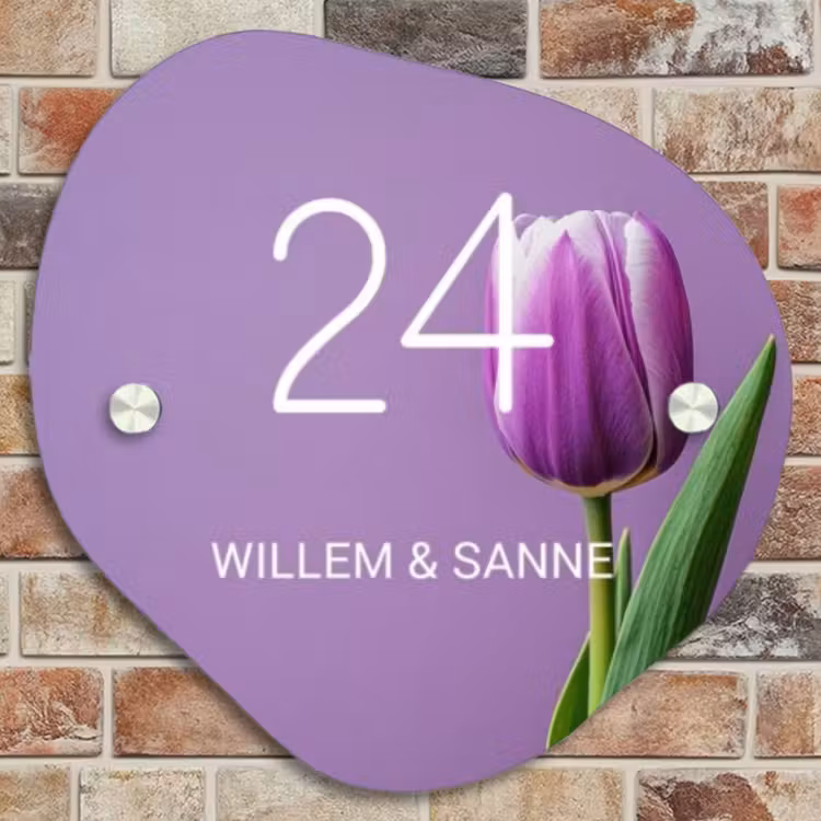 Naambordje voordeur - Organisch - Paarse tulp - Klassiek — 4