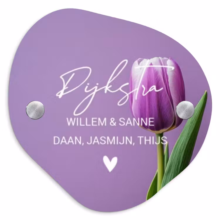 Naambordje voordeur - Organisch - Paarse tulp - Sierlijk — 1