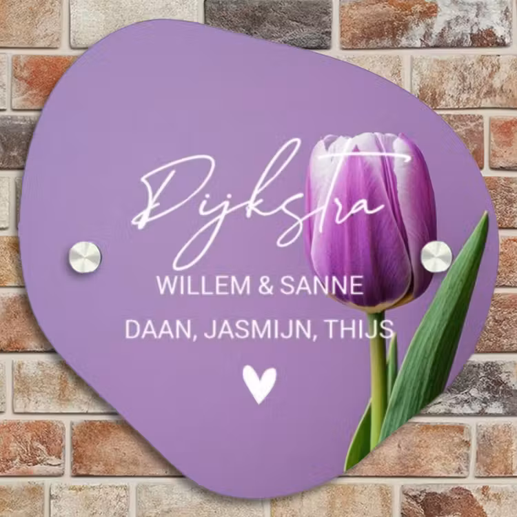 Naambordje voordeur - Organisch - Paarse tulp - Sierlijk — 4