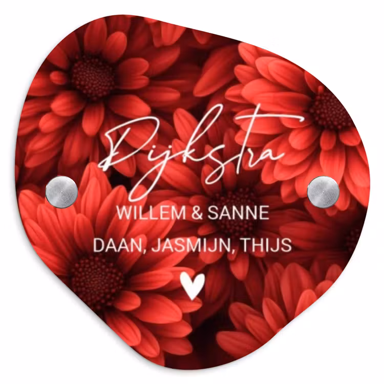 Naambordje voordeur - Organisch - Rode bloemen - Sierlijk — 1