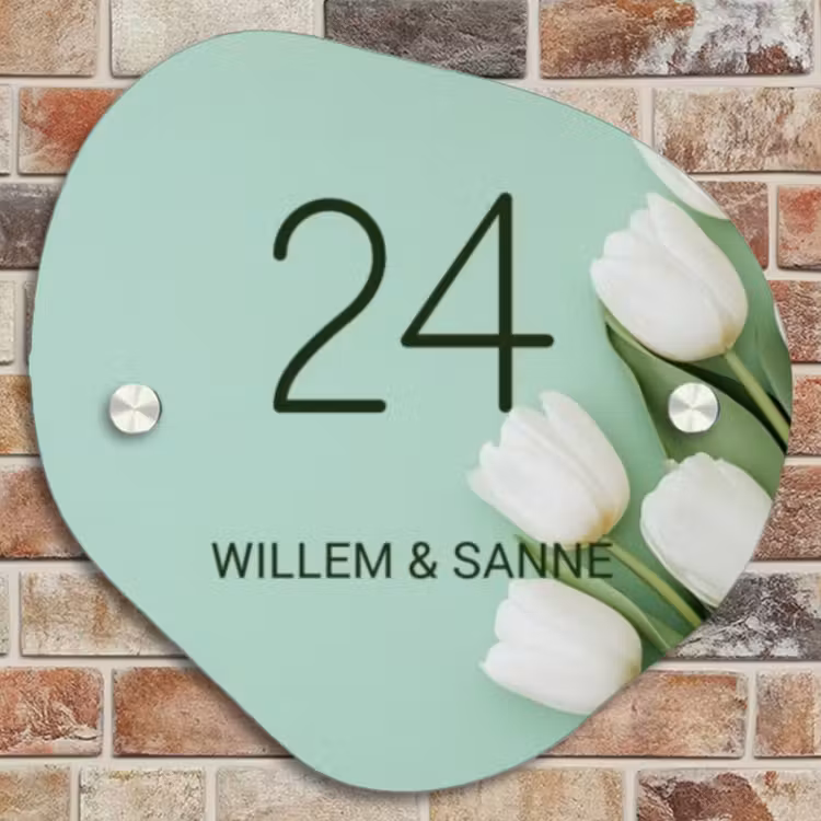 Naambordje voordeur - Organisch - Witte tulpen - Klassiek — 4