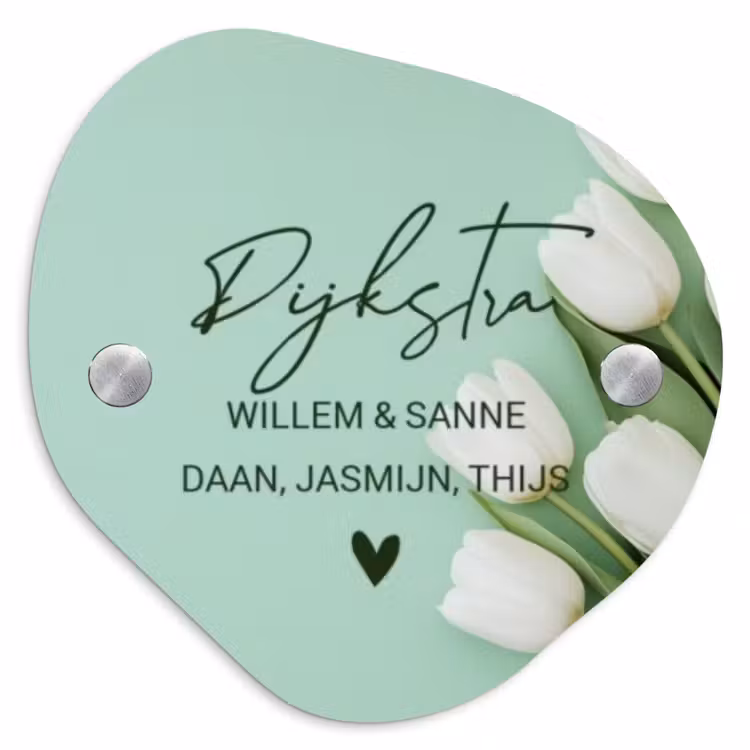 Naambordje voordeur - Organisch - Witte tulpen - Sierlijk — 1
