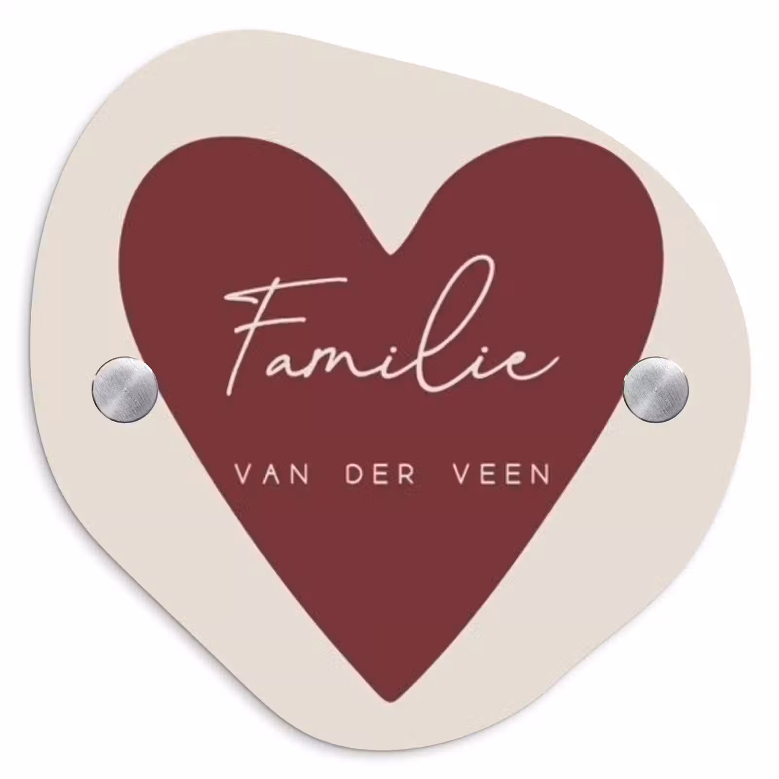 Naambordje voordeur - Organisch - Rood hart - Sierlijk — 1