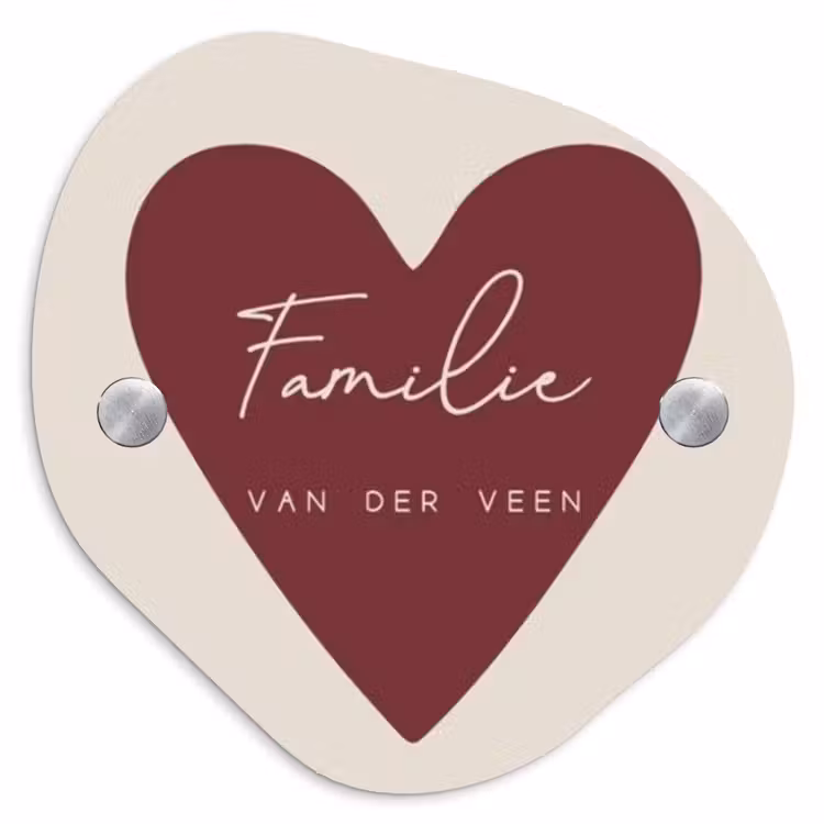 Naambordje voordeur - Organisch - Rood hart - Sierlijk — 1