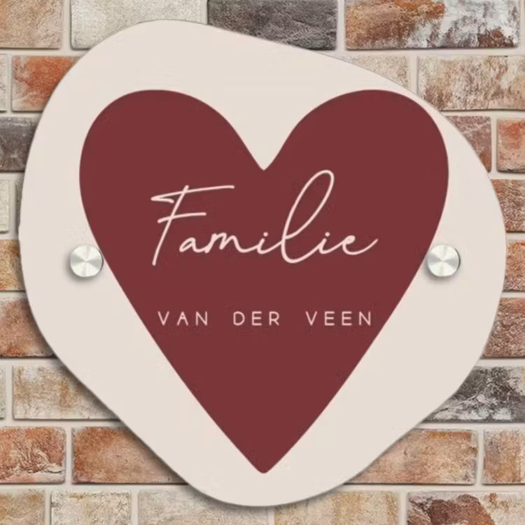 Naambordje voordeur - Organisch - Rood hart - Sierlijk — 4