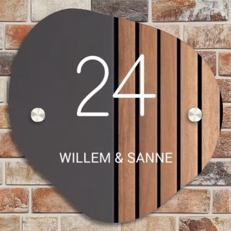Naambordje voordeur - Organisch - Hout en antraciet - Klassiek — 4