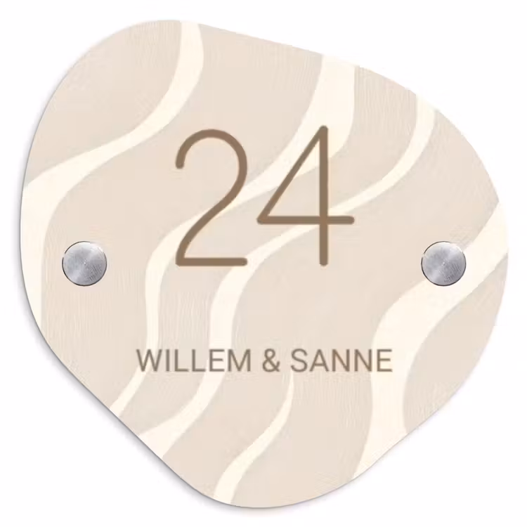 Naambordje voordeur - Organisch - Beige golven - Klassiek — 1